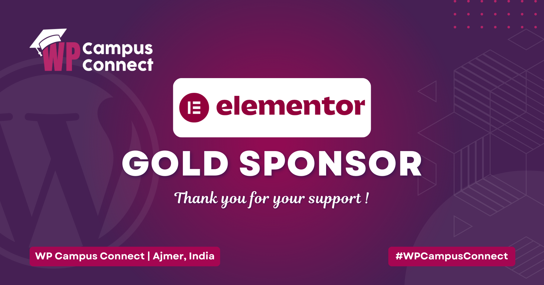 Elementor is our Gold Sponsor