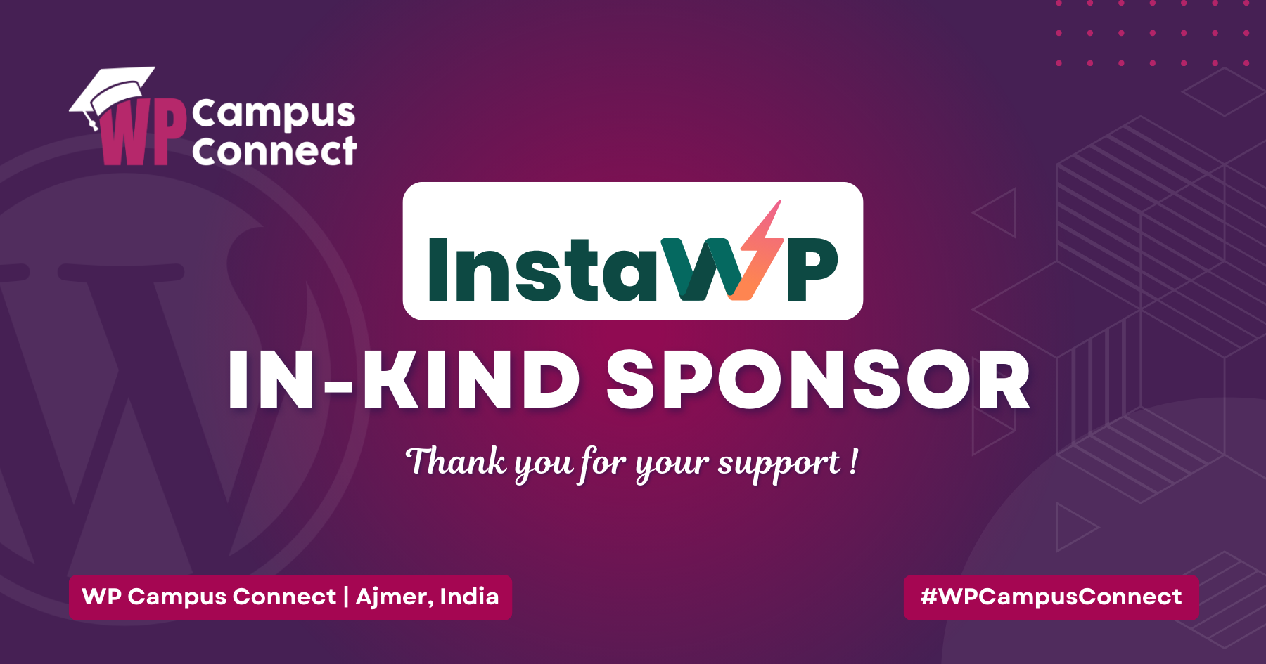 InstaWP is our in-kind Sponsor