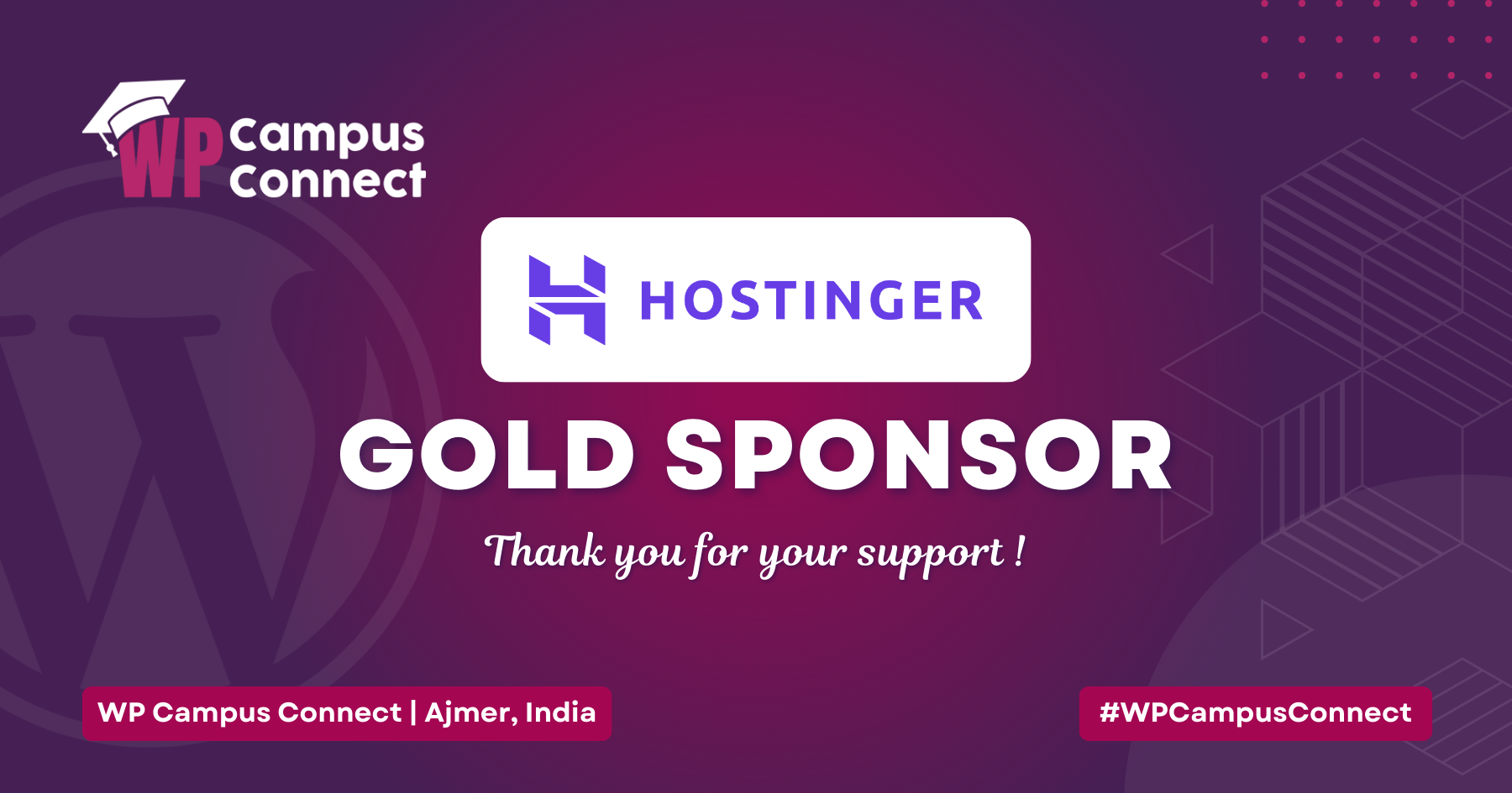 Hostinger is our Gold Sponsor