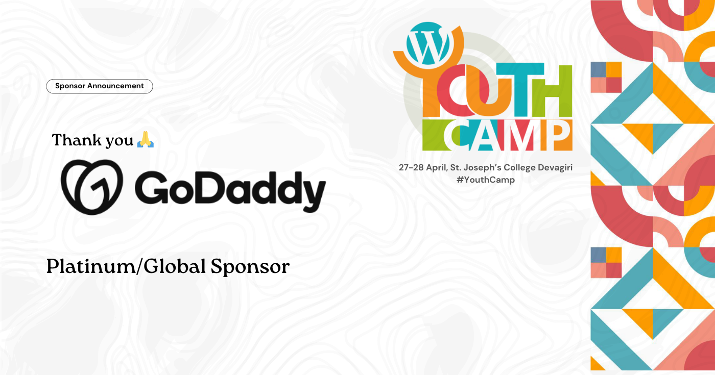 Thank You GoDaddy for Sponsoring YouthCamp Kozhikode